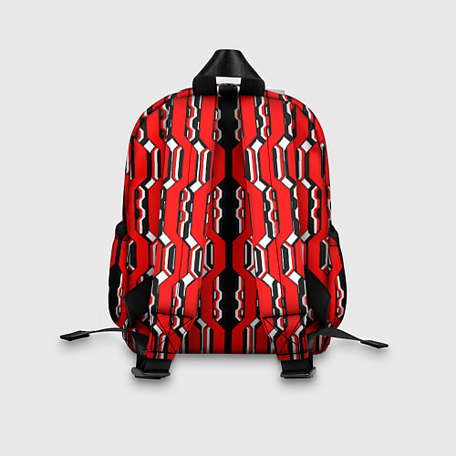 Детский рюкзак Красные и белые техно линии / 3D-принт – фото 2