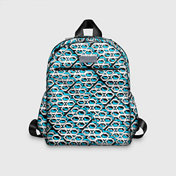 Детский рюкзак Сине-белый узор на чёрном фоне, цвет: 3D-принт