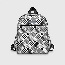 Детский рюкзак Современный черно белый геометрический узор, цвет: 3D-принт