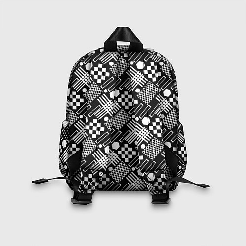 Детский рюкзак Черно белый узор из геометрических фигур / 3D-принт – фото 2
