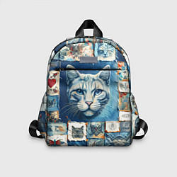 Детский рюкзак Кошка на дениме - пэчворк, цвет: 3D-принт