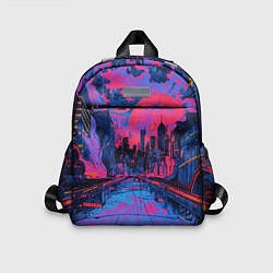 Детский рюкзак Город в психоделических цветах, цвет: 3D-принт