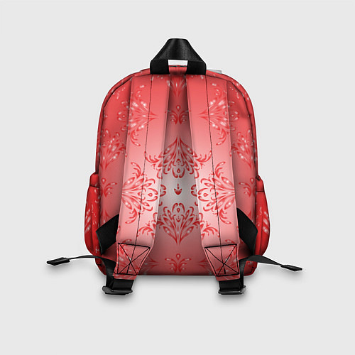 Детский рюкзак Красный симметричный узор / 3D-принт – фото 2