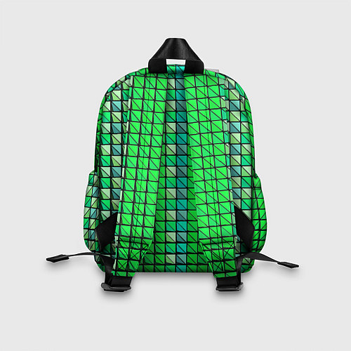 Детский рюкзак Зелёные плитки и чёрная обводка / 3D-принт – фото 2