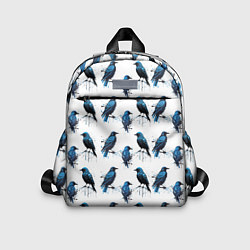 Детский рюкзак Чёрно-синие вороны и капли краски, цвет: 3D-принт