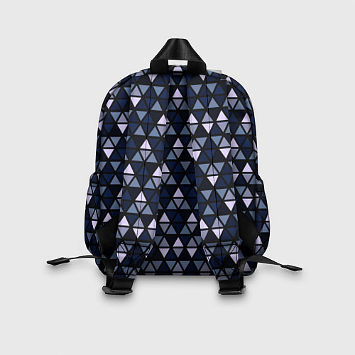 Детский рюкзак Чёрно-синий паттерн треугольники / 3D-принт – фото 2
