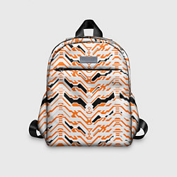Детский рюкзак Агрессивный бело-оранжевый паттерн, цвет: 3D-принт