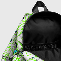 Детский рюкзак Агрессивный бело-зелёный паттерн, цвет: 3D-принт — фото 2