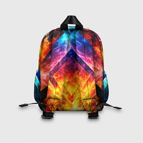 Детский рюкзак Красочный неоновый узор с огнем на фоне / 3D-принт – фото 2