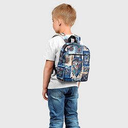 Детский рюкзак Волк на джинсах пэчворк, цвет: 3D-принт — фото 2