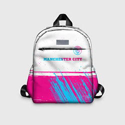 Детский рюкзак Manchester City neon gradient style посередине, цвет: 3D-принт