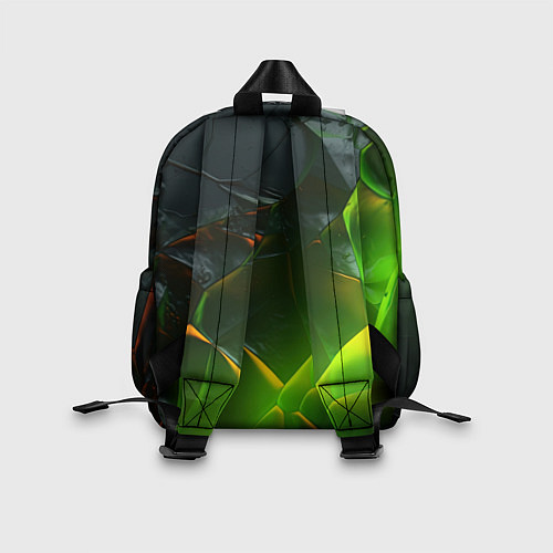 Детский рюкзак Зеленая абстрактная неоновая текстура / 3D-принт – фото 2