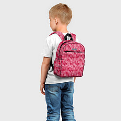 Детский рюкзак Красно-белый цветочный узор ретро, цвет: 3D-принт — фото 2