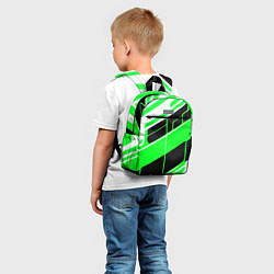 Детский рюкзак Зелёно-белые полосы и чёрный фон, цвет: 3D-принт — фото 2
