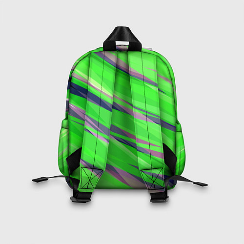 Детский рюкзак Зелёный и фиолетовый абстрактные полосы / 3D-принт – фото 2