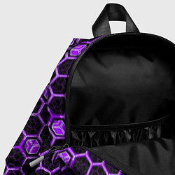 Детский рюкзак Техно-киберпанк шестиугольники фиолетовый и чёрный, цвет: 3D-принт — фото 2