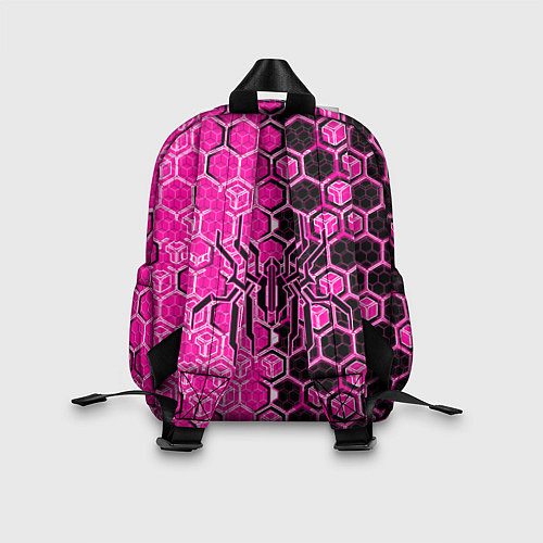 Детский рюкзак Техно-киберпанк шестиугольники розовый и чёрный с / 3D-принт – фото 2