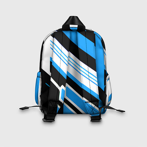 Детский рюкзак Бело-синие полосы на чёрном фоне / 3D-принт – фото 2