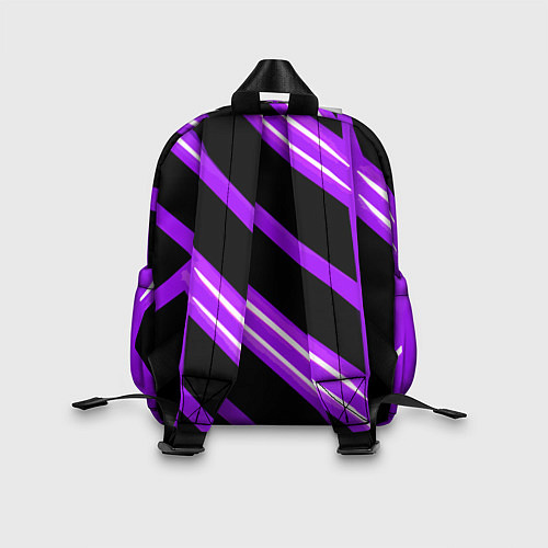 Детский рюкзак Чёрно-белые полосы на фиолетовом фоне / 3D-принт – фото 2