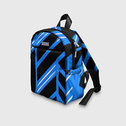 Детский рюкзак Black and white stripes on a blue background, цвет: 3D-принт — фото 2