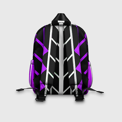 Детский рюкзак Бело-фиолетовые линии на чёрном фоне / 3D-принт – фото 2
