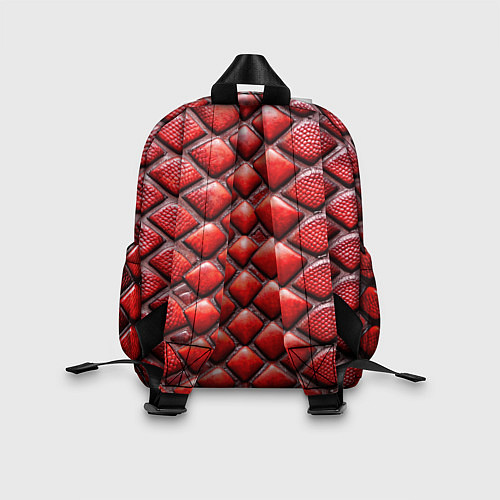 Детский рюкзак Змеиная объемная текстурная красная кожа / 3D-принт – фото 2