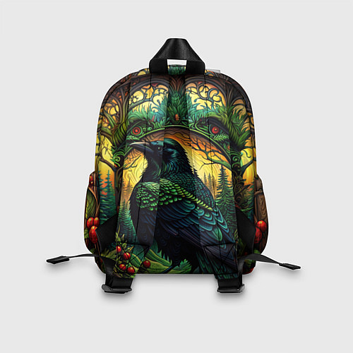 Детский рюкзак Скандинавский ворон лесной узор / 3D-принт – фото 2