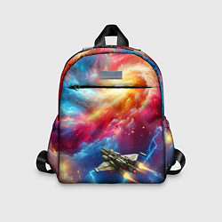 Детский рюкзак Космолёт в неоновом космосе, цвет: 3D-принт