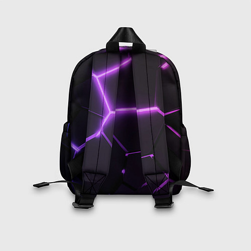 Детский рюкзак Темные фиолетовые неоновые плиты в разломе / 3D-принт – фото 2