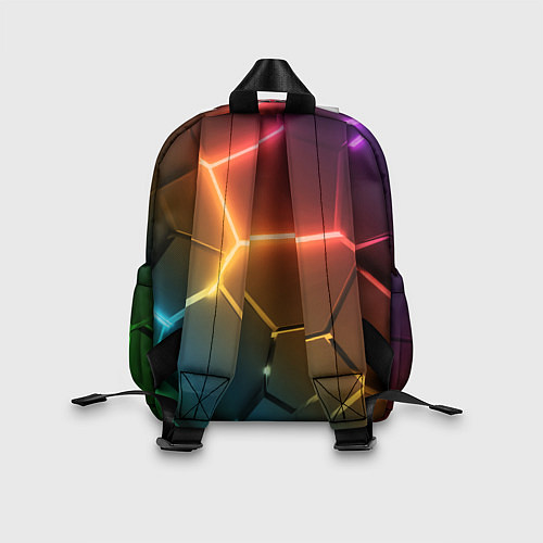 Детский рюкзак Радужные неоновые плиты в разломе / 3D-принт – фото 2