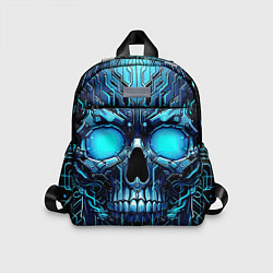 Детский рюкзак Неоновый кибер череп - нейроарт микросхема, цвет: 3D-принт