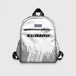 Детский рюкзак Subaru speed на светлом фоне со следами шин посере