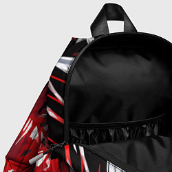 Детский рюкзак Красно-белая хаотичная абстракция на чёрном фоне, цвет: 3D-принт — фото 2
