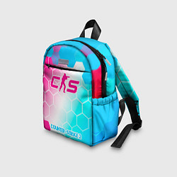 Детский рюкзак Counter-Strike 2 neon gradient style по-центру, цвет: 3D-принт — фото 2