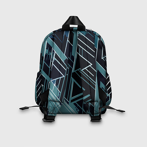 Детский рюкзак Чёрно-бирюзовый абстракция геометричный / 3D-принт – фото 2