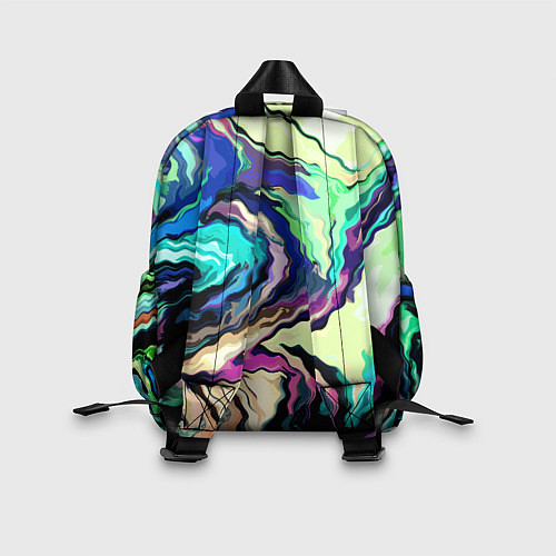 Детский рюкзак Абстракция смесь красок сине-зелёный / 3D-принт – фото 2