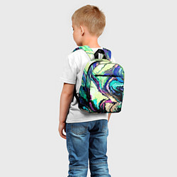 Детский рюкзак Абстракция смесь красок сине-зелёный, цвет: 3D-принт — фото 2