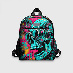 Детский рюкзак Cyber skull sketch - color blots, цвет: 3D-принт