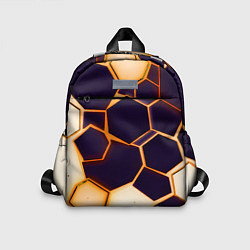 Детский рюкзак Чёрные шестиугольники на чёрном фоне, цвет: 3D-принт