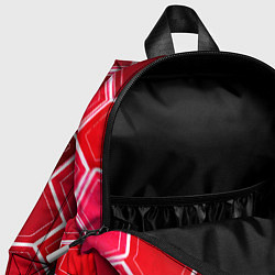 Детский рюкзак Белые шестиугольники на чёрно-красном фоне, цвет: 3D-принт — фото 2
