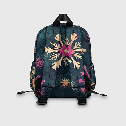 Детский рюкзак Новогодние разноцветные снежинки / 3D-принт – фото 2