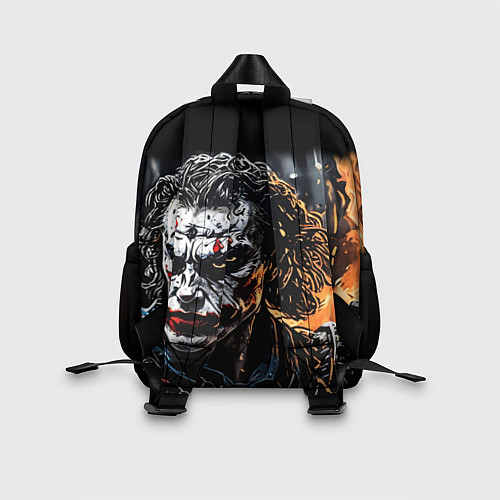 Детский рюкзак Джокер на фоне огня / 3D-принт – фото 2