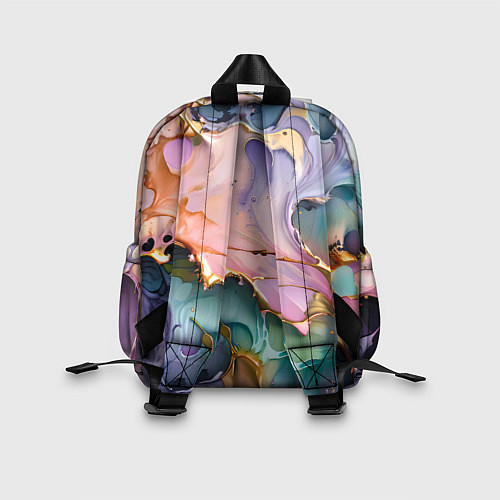 Детский рюкзак Сиренево-золотые всплески краски / 3D-принт – фото 2