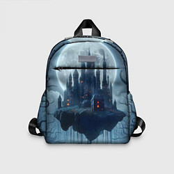 Детский рюкзак Замок Дракулы и неоновые грибы - нейроарт фантазия, цвет: 3D-принт