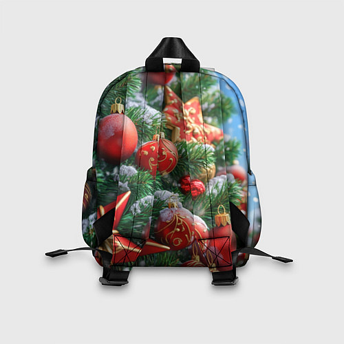 Детский рюкзак Красные шары и звезда новогодняя / 3D-принт – фото 2