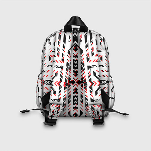 Детский рюкзак Чёрно-красные диагональные полосы на белом фоне / 3D-принт – фото 2