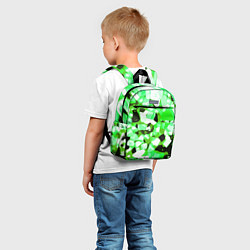 Детский рюкзак Green and white abstraction on a black background, цвет: 3D-принт — фото 2