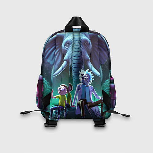 Детский рюкзак Рик и Морти - портрет на фоне слона / 3D-принт – фото 2