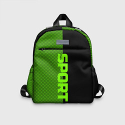 Детский рюкзак Sport чёрно-зелёный пополам, цвет: 3D-принт
