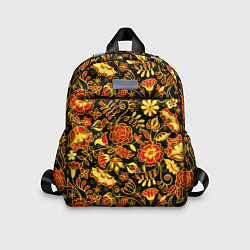 Детский рюкзак Цветочный золотой узор, цвет: 3D-принт